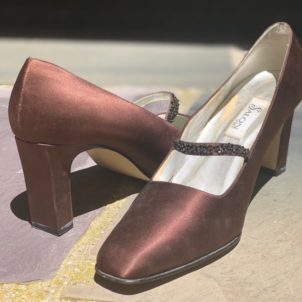 Brown Satin Heels